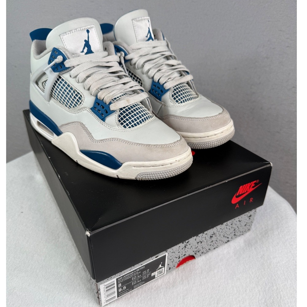 Jordan Air Jordan 4 Retro Mens 8 Off White Military Blue FV5029-141 Sneaker
